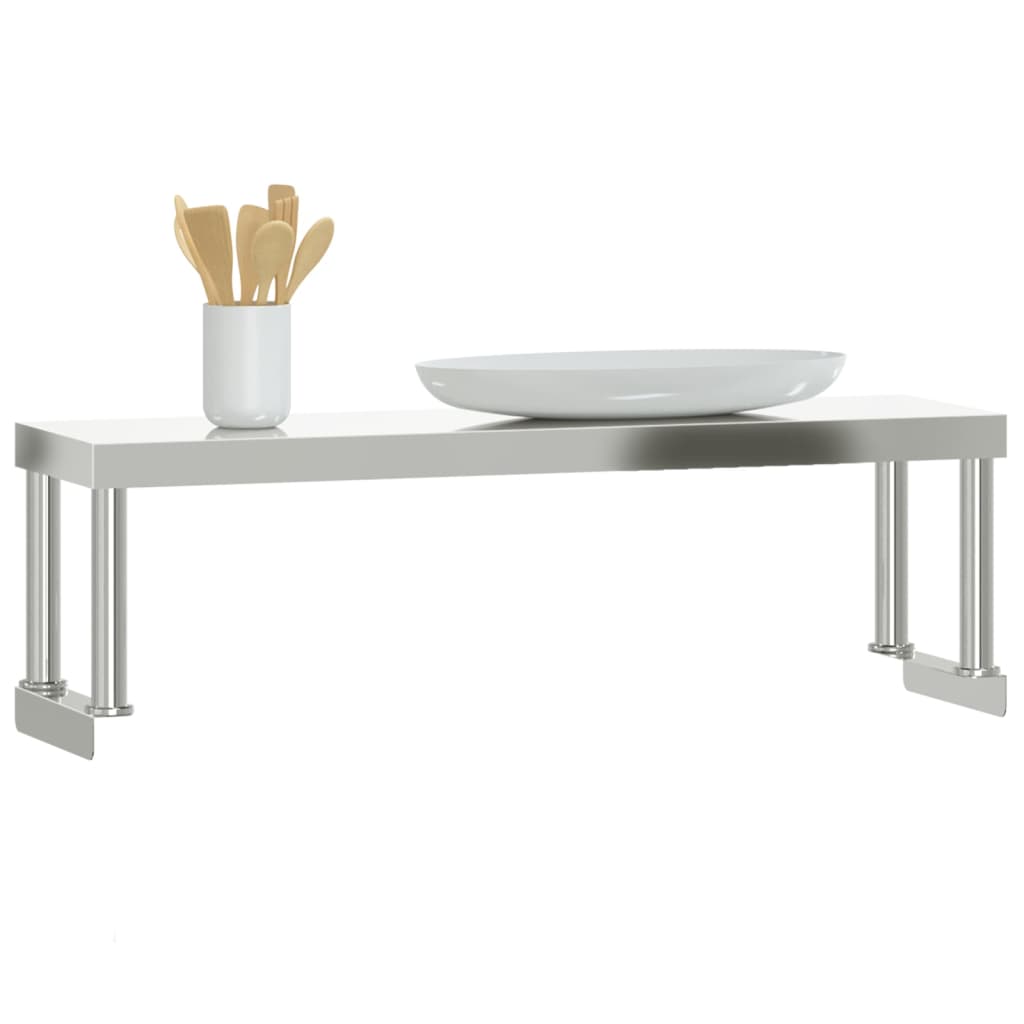 vidaXL Étagère de table de travail 110x30x35 cm inox - Image 4