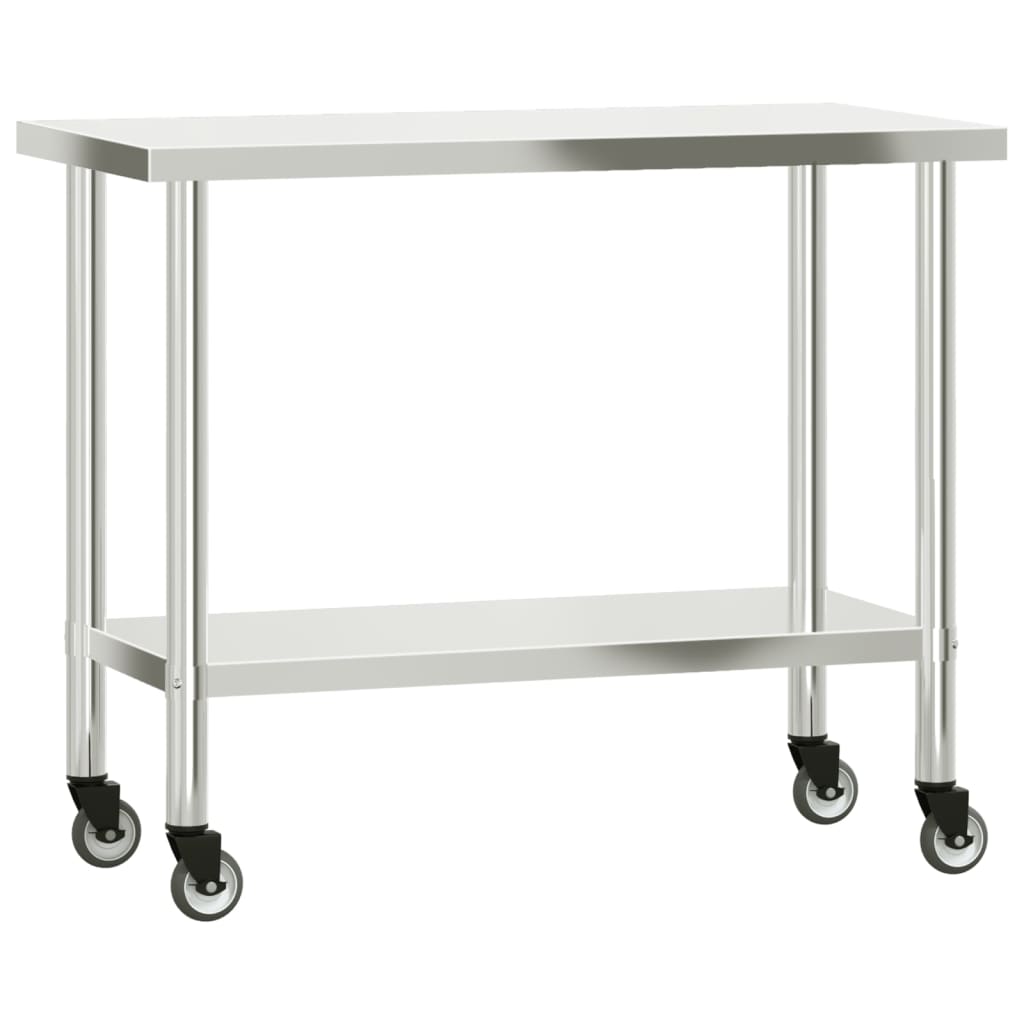 vidaXL Table de travail de cuisine avec étagère 110x55x150 cm inox - Image 4