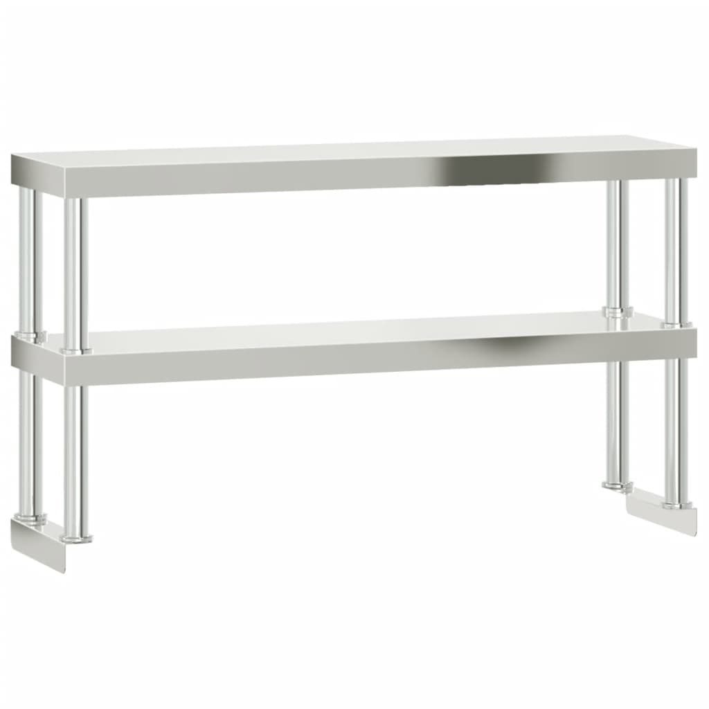 vidaXL Table de travail de cuisine avec étagère 110x55x150 cm inox - Image 5