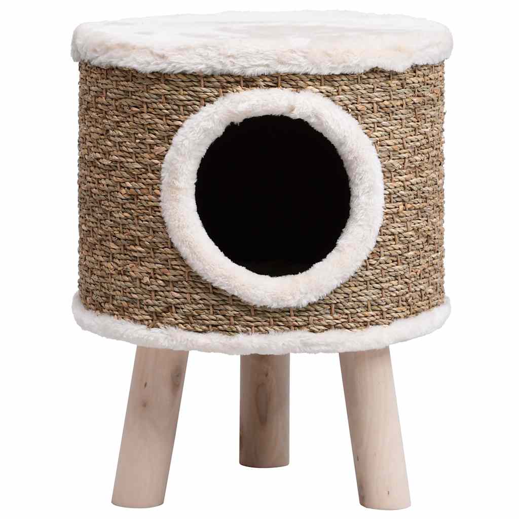 vidaXL Maison pour chat avec pieds en bois 41 cm Herbiers marins - Image 3