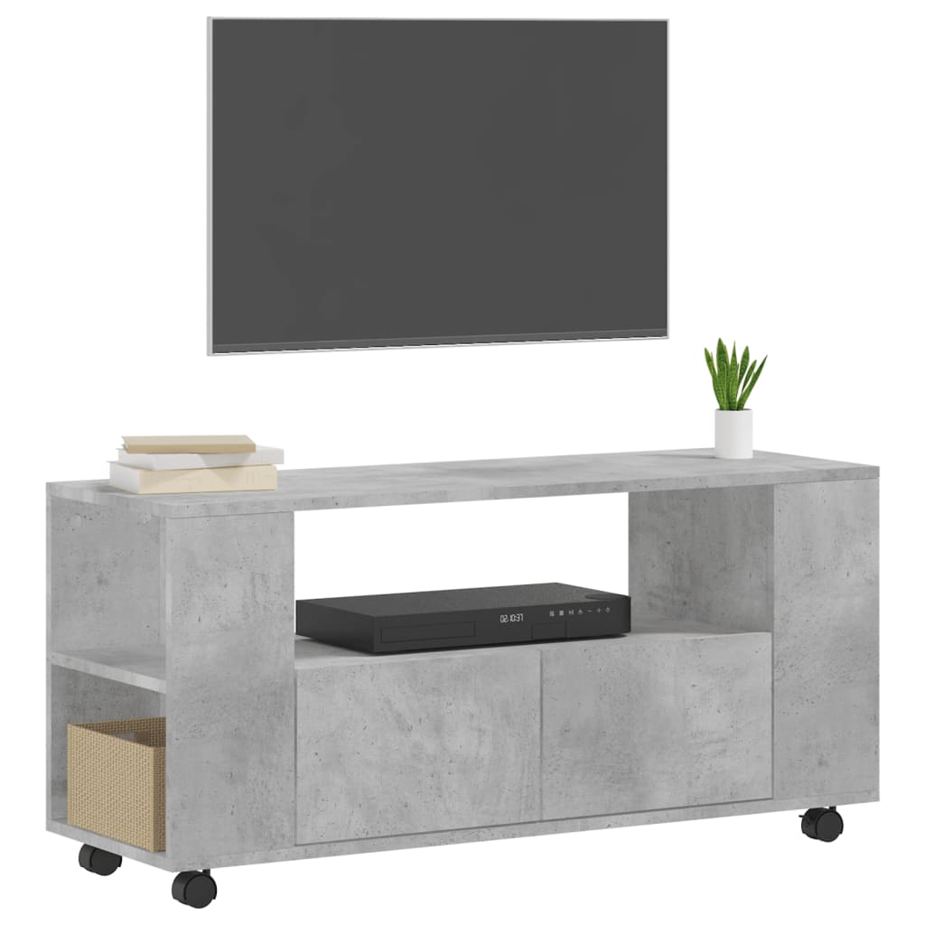 vidaXL Meuble TV gris béton 102x34,5x43 cm bois d'ingénierie - Image 3
