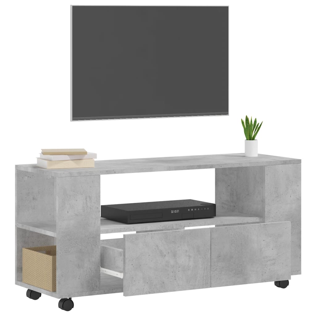 vidaXL Meuble TV gris béton 102x34,5x43 cm bois d'ingénierie - Image 4