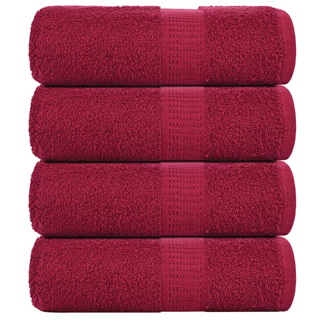 vidaXL Serviettes d'invité 4 pcs bordeaux 30x50 cm 360 g/m² 100% coton