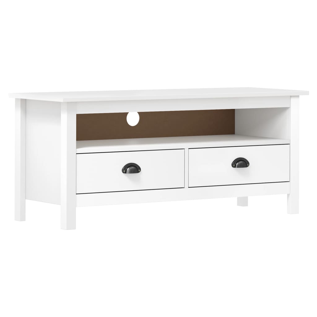 vidaXL Meuble TV Hill Range Blanc 110x40x47 cm Bois de pin solide