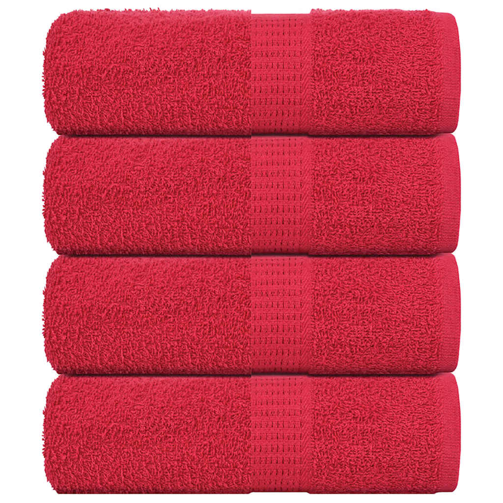 vidaXL Serviettes d'invité 4 pcs rouge 30x50 cm 360 g/m² 100% coton