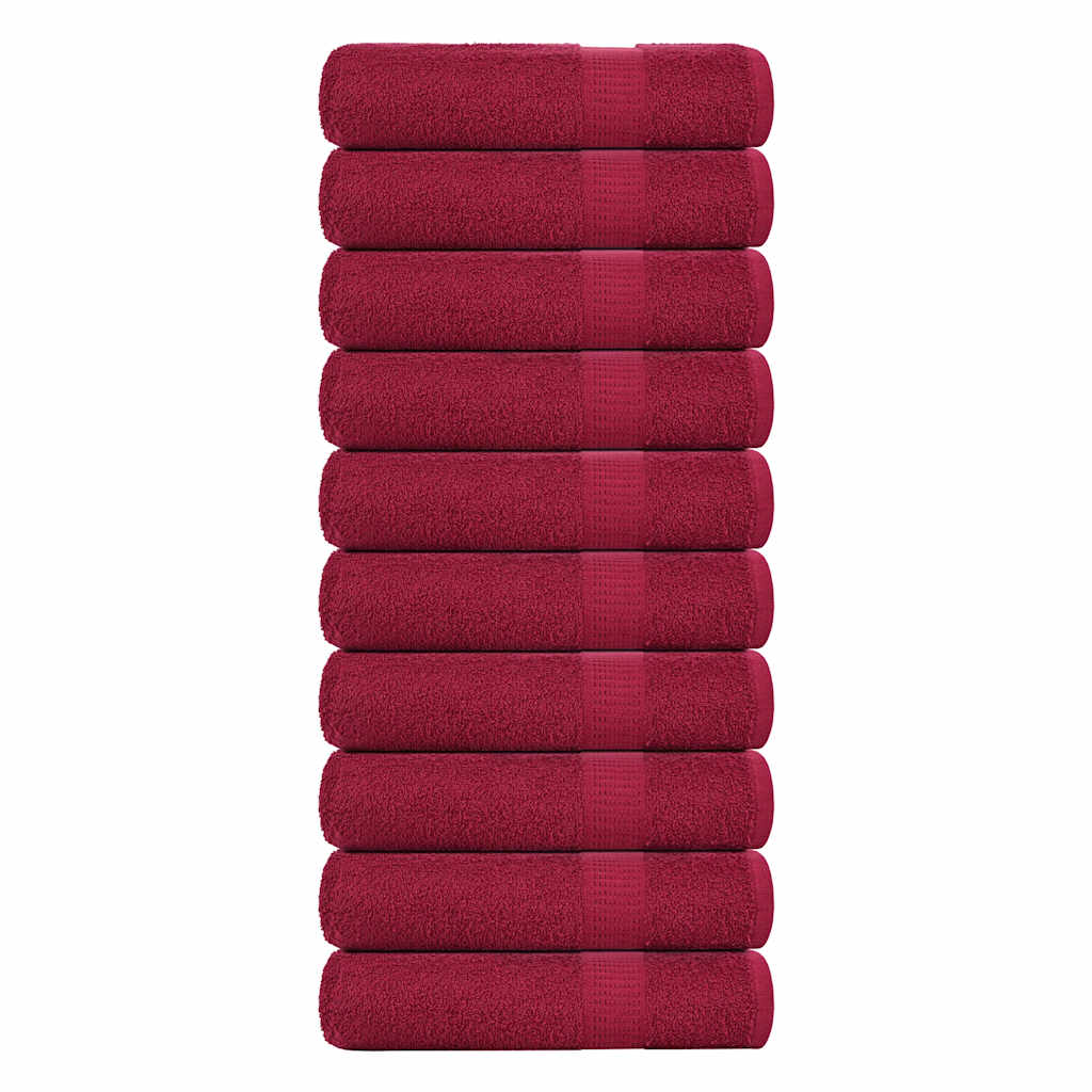 vidaXL Serviettes de douche 10 pcs bordeaux 70x140cm 360g/m² 100%coton