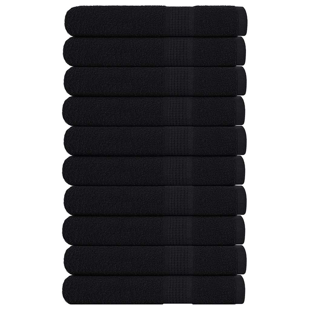 vidaXL Serviettes 10 pcs noir 100x200 cm 360 g/m² 100% coton
