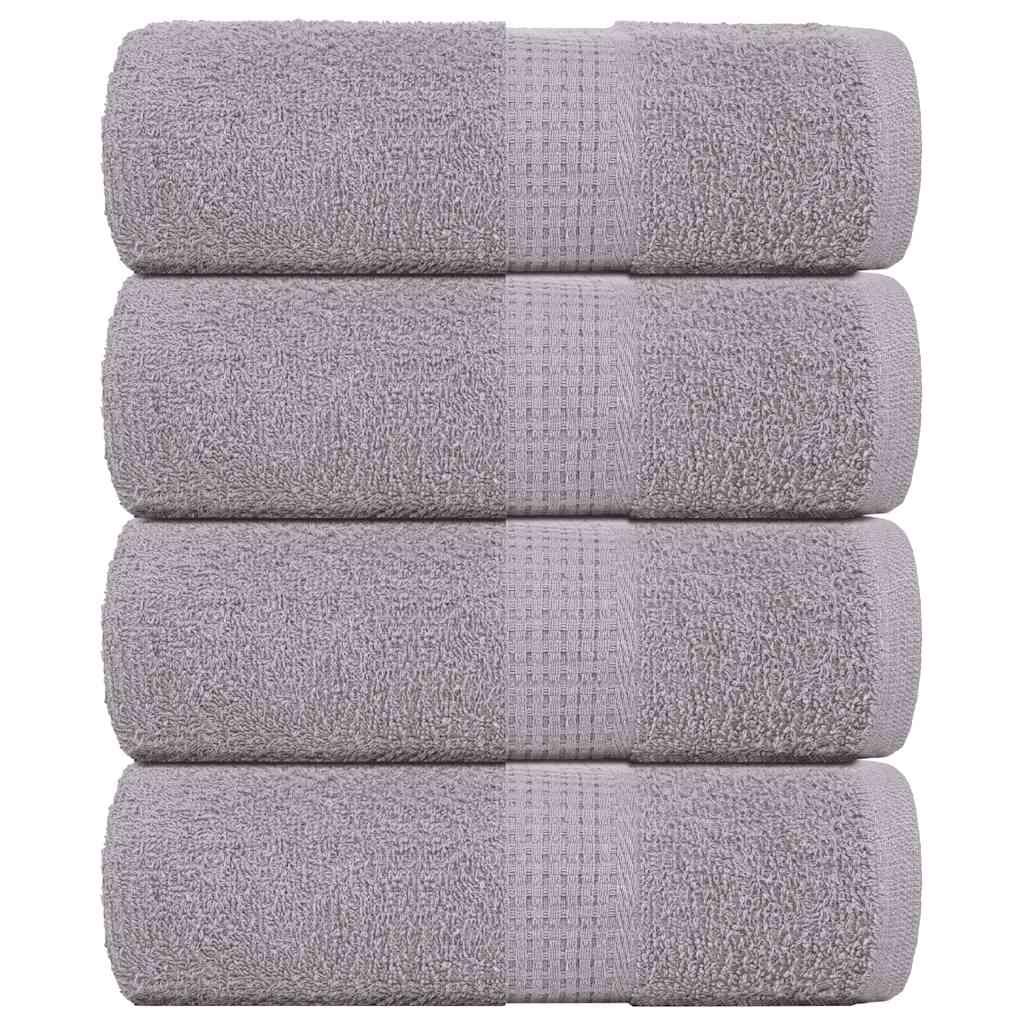 vidaXL Serviettes d'invité 4 pcs gris 30x50 cm 360 g/m² 100% coton