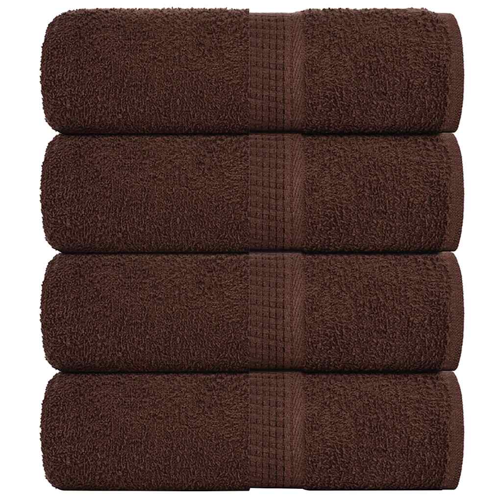 vidaXL Serviettes d'invité 4 pcs marron 30x50 cm 360 g/m² 100% coton