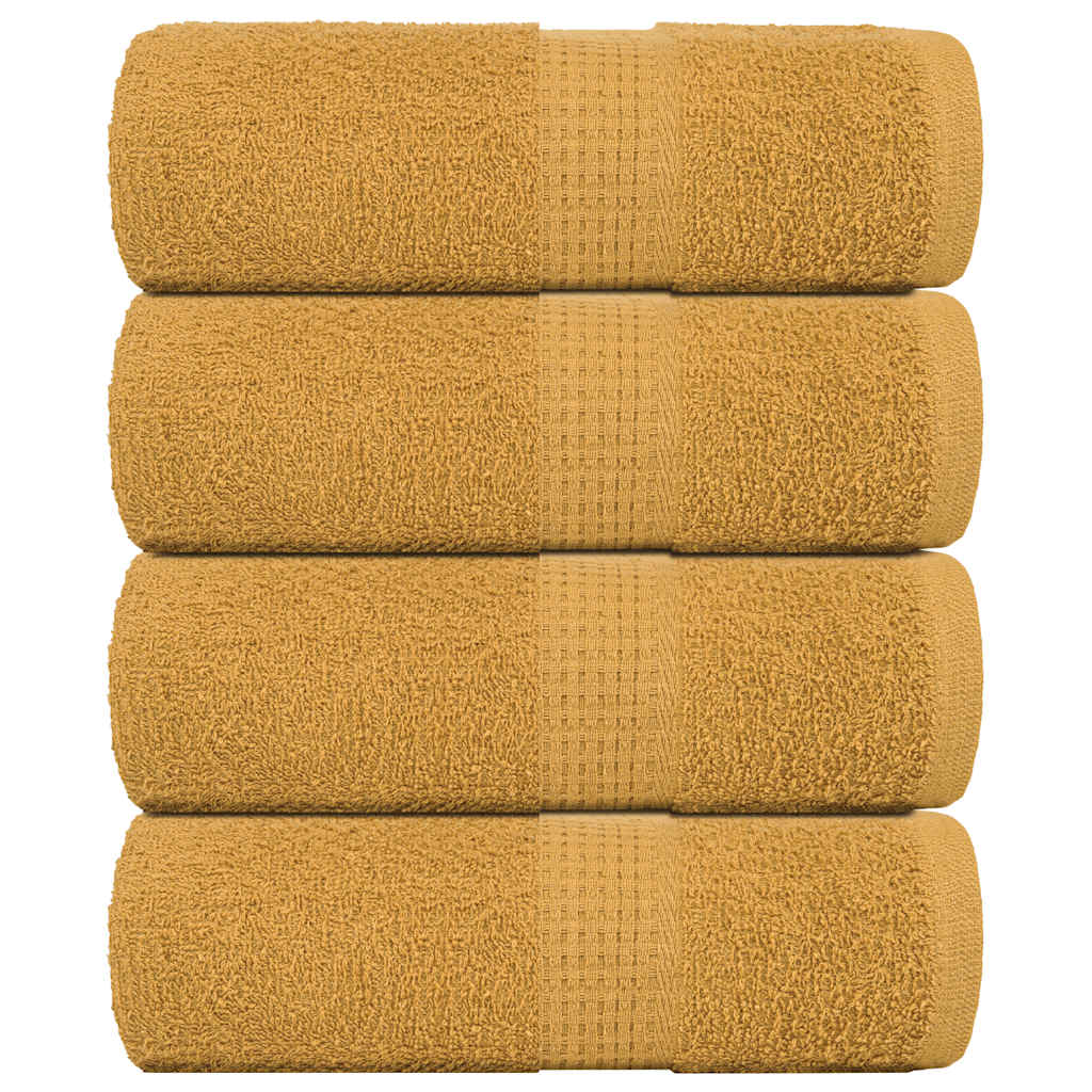 vidaXL Serviettes d'invité 4 pcs doré 30x50 cm 360 g/m² 100% coton