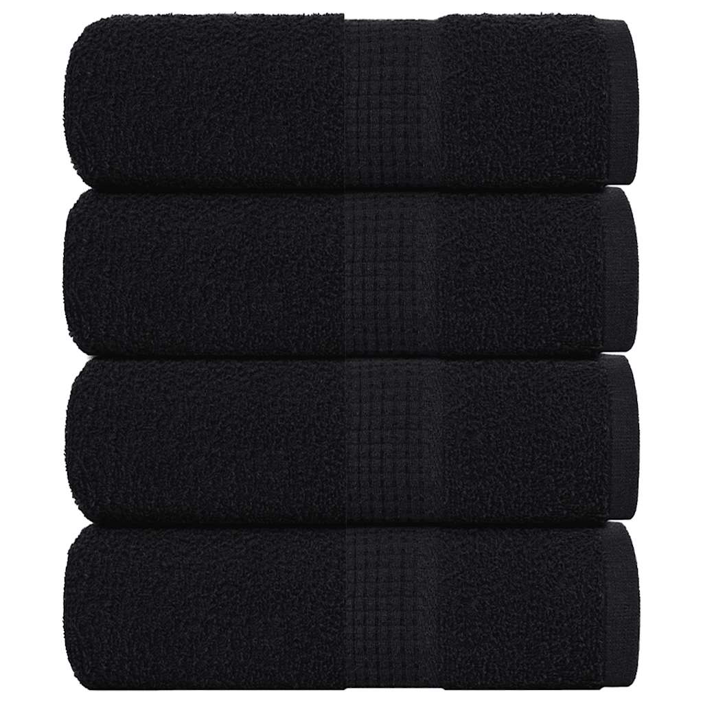 vidaXL Serviettes d'invité 4 pcs noir 30x50 cm 360 g/m² 100% coton