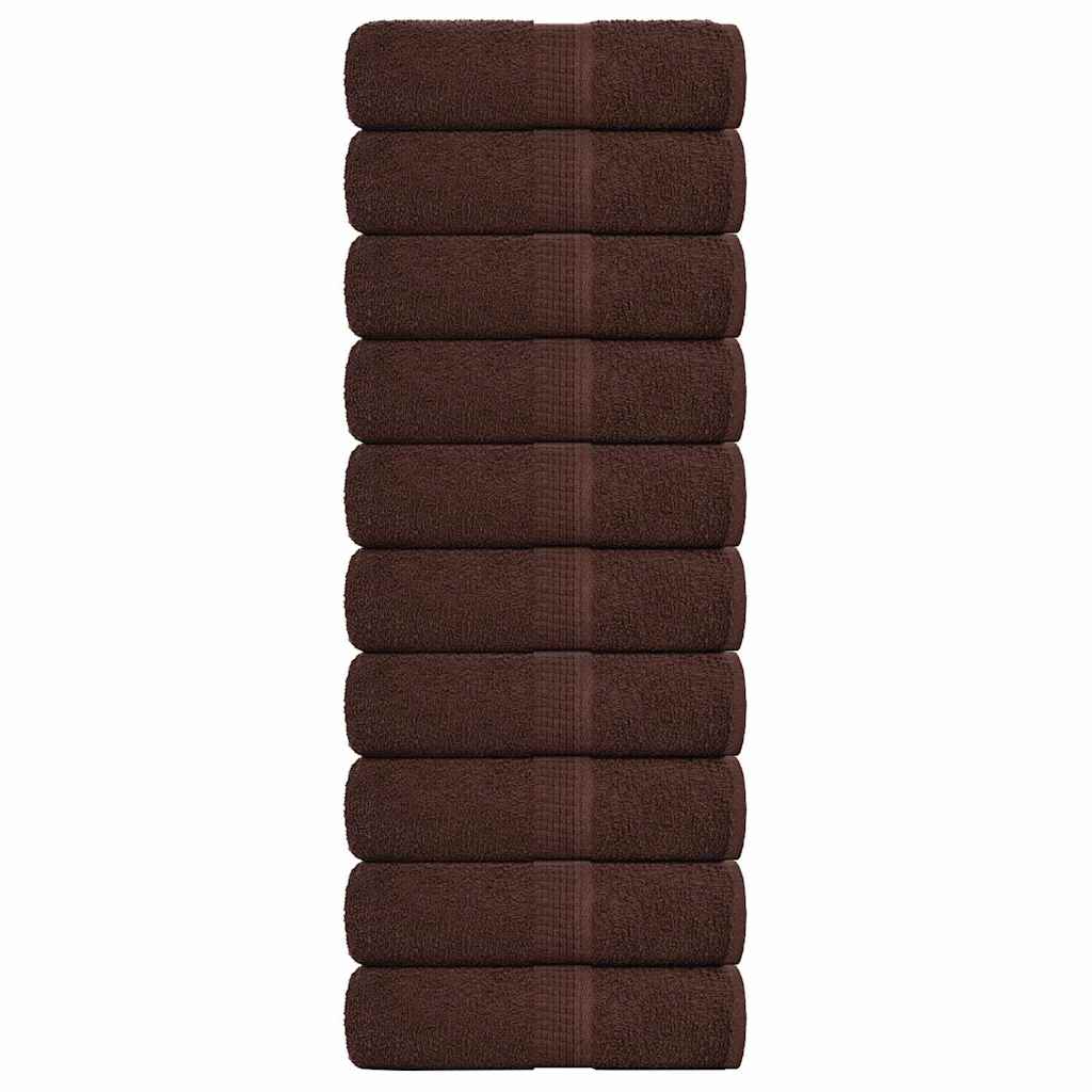vidaXL Serviettes de toilette 10 pièces FROGN Marron 30 x 30 cm 100 % coton