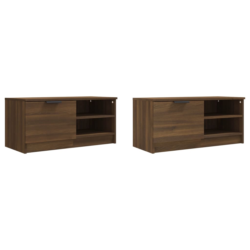 vidaXL Meuble TV 2 pcs Chêne marron 80x35x36,5 cm Bois d'ingénierie - Image 4