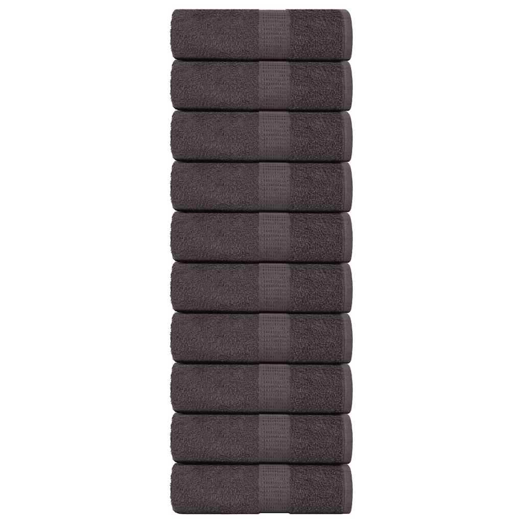 vidaXL Serviettes d'invité 10pcs anthracite 30x50cm 360g/m² 100% coton