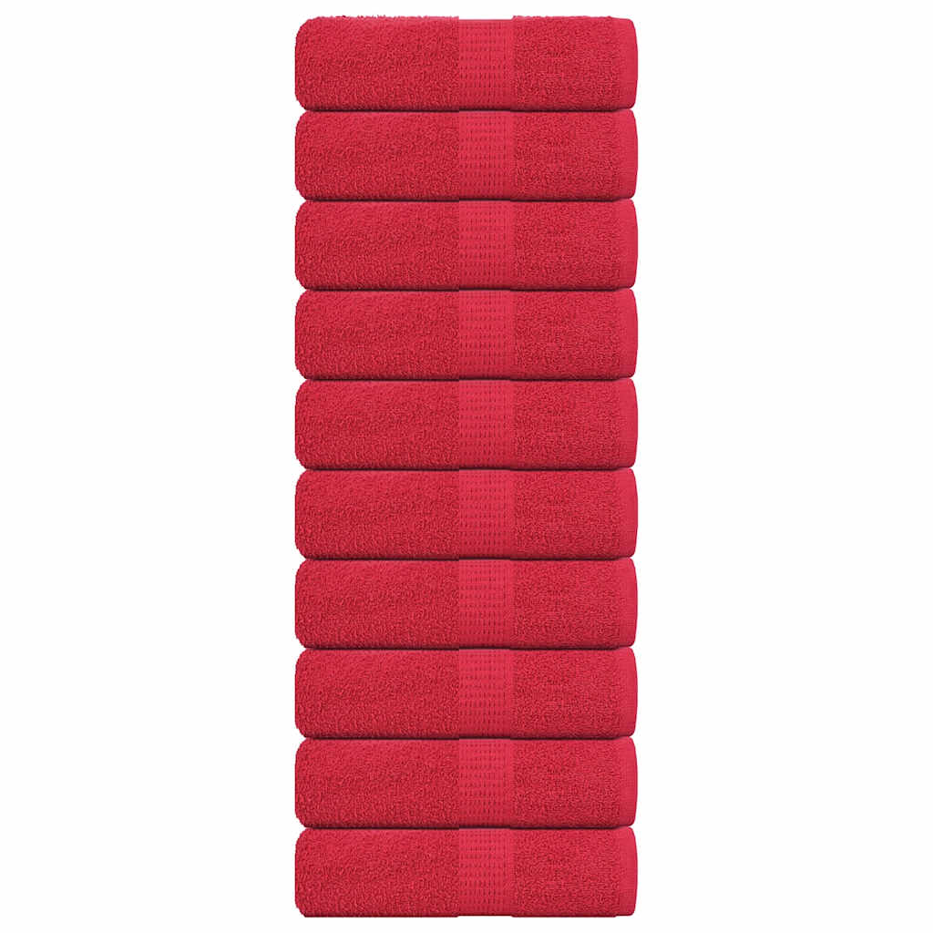 vidaXL Serviettes d'invité 10 pcs rouge 30x50 cm 360 g/m² 100% coton
