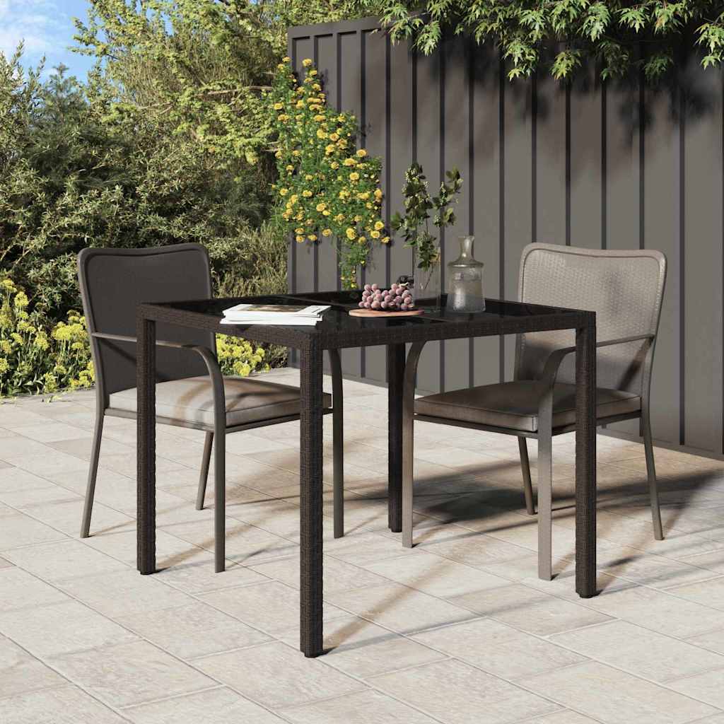 vidaXL Table de jardin pour repas Marron 90 x 90 x 75 cm Poly rotin