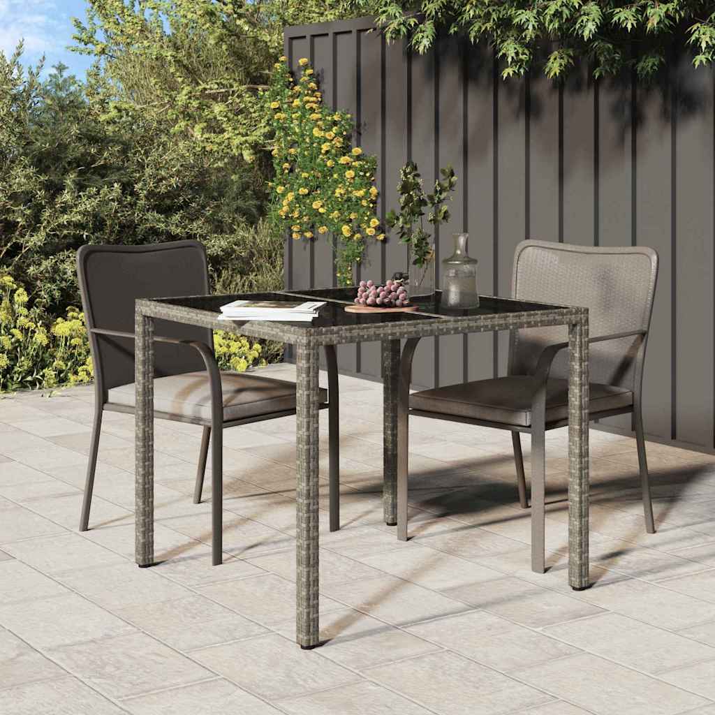 vidaXL Table de jardin pour repas Gris 90 x 90 x 75 cm Poly rotin