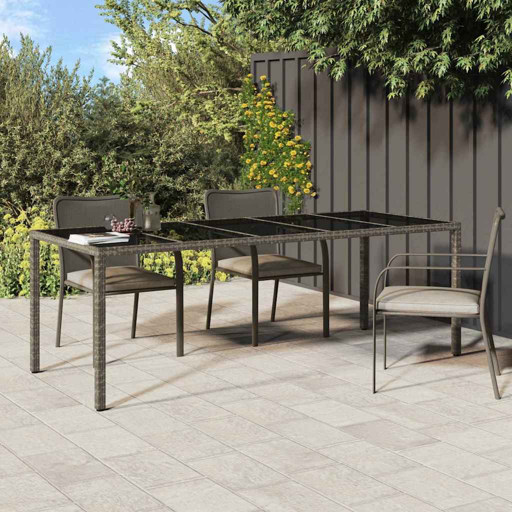 vidaXL Table de jardin pour repas Gris 250 x 100 x 75 cm Poly rotin