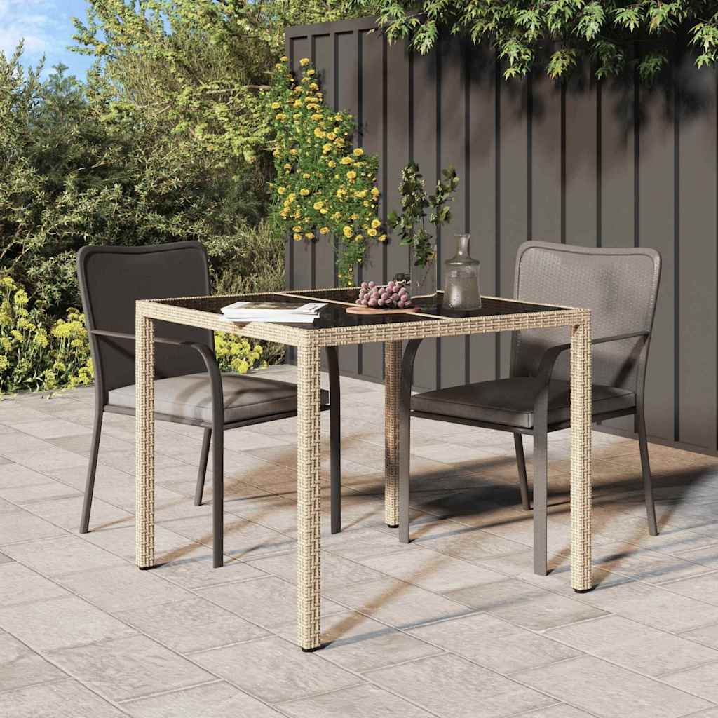 vidaXL Table de jardin pour repas Beige 90 x 90 x 75 cm Poly rotin