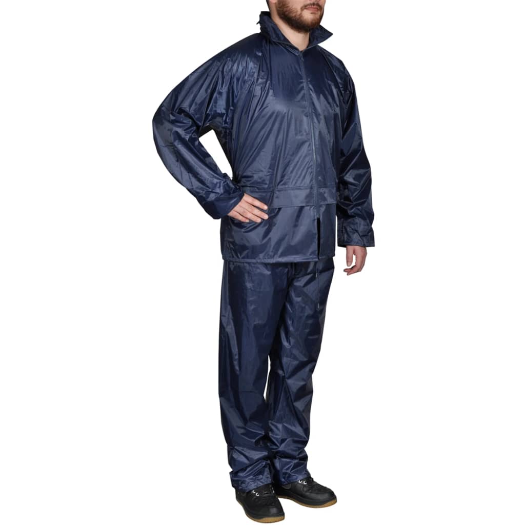 vidaXL Combinaison de pluie avec capuche 2 pcs Hommes Bleu marine XL