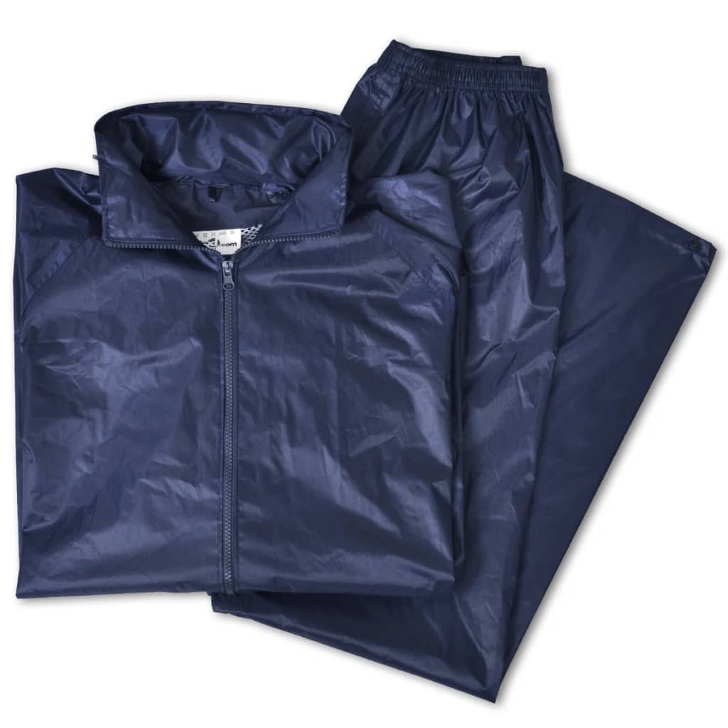vidaXL Combinaison de pluie avec capuche 2 pcs Hommes Bleu marine XL - Image 5