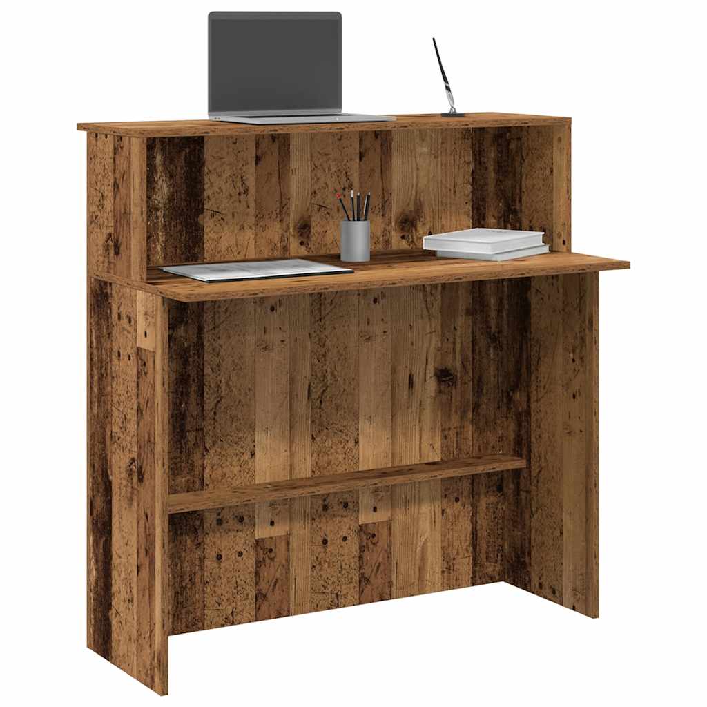 vidaXL Bureau de réception vieux bois 100x50x103,5cm bois d'ingénierie