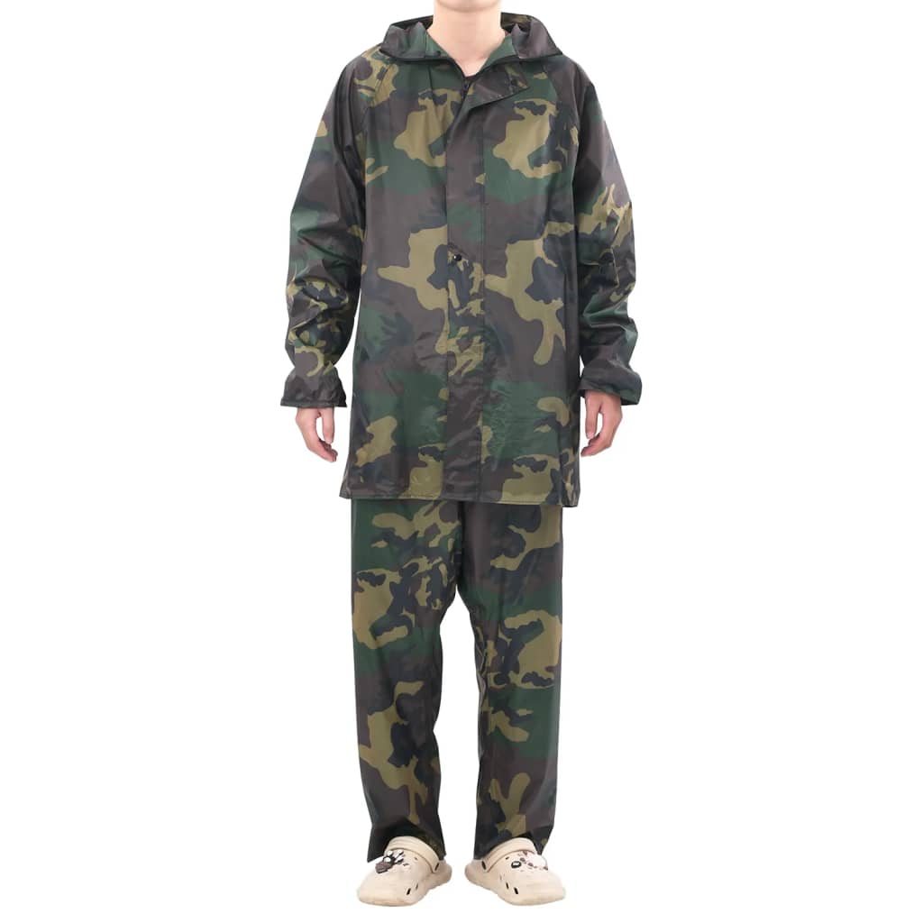 vidaXL Combinaison de pluie avec capuche 2 pcs Hommes Camouflage XXL - Image 3