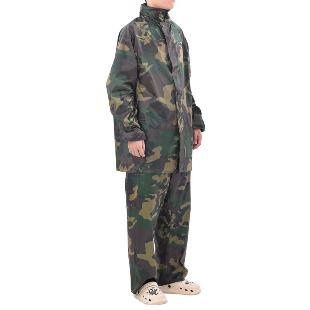 vidaXL Combinaison de pluie avec capuche 2 pcs Hommes Camouflage XXL