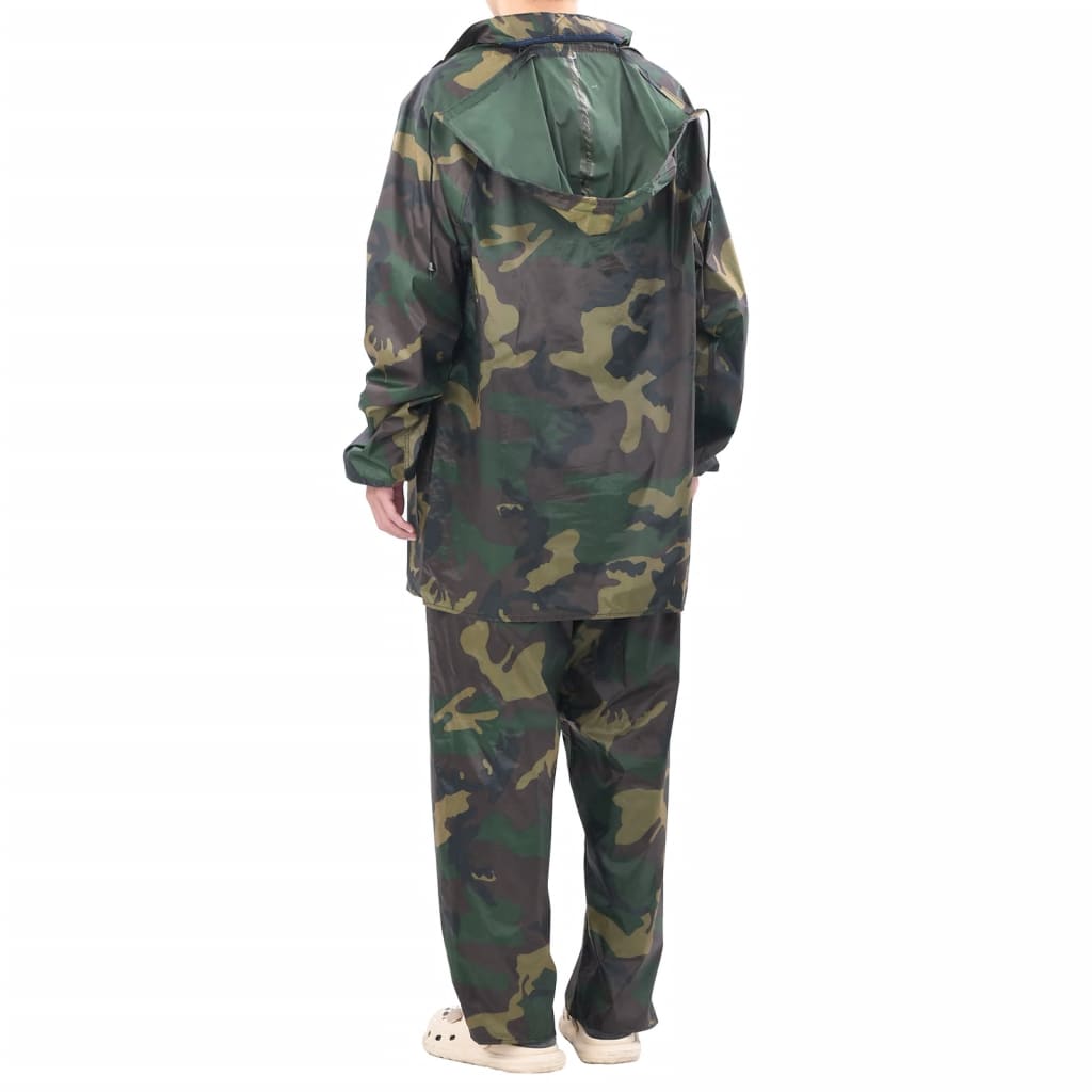 vidaXL Combinaison de pluie avec capuche 2 pcs Hommes Camouflage XXL - Image 6