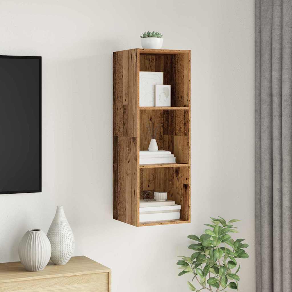 vidaXL Ensemble meuble TV Montage mural Bois Ancien 37 x 37 x 107 cm