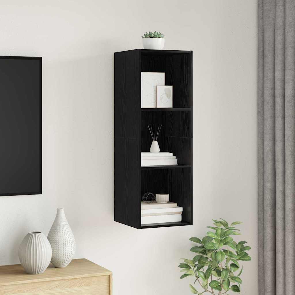 vidaXL Ensemble meuble TV Montage mural Chêne noir 37 x 37 x 107 cm