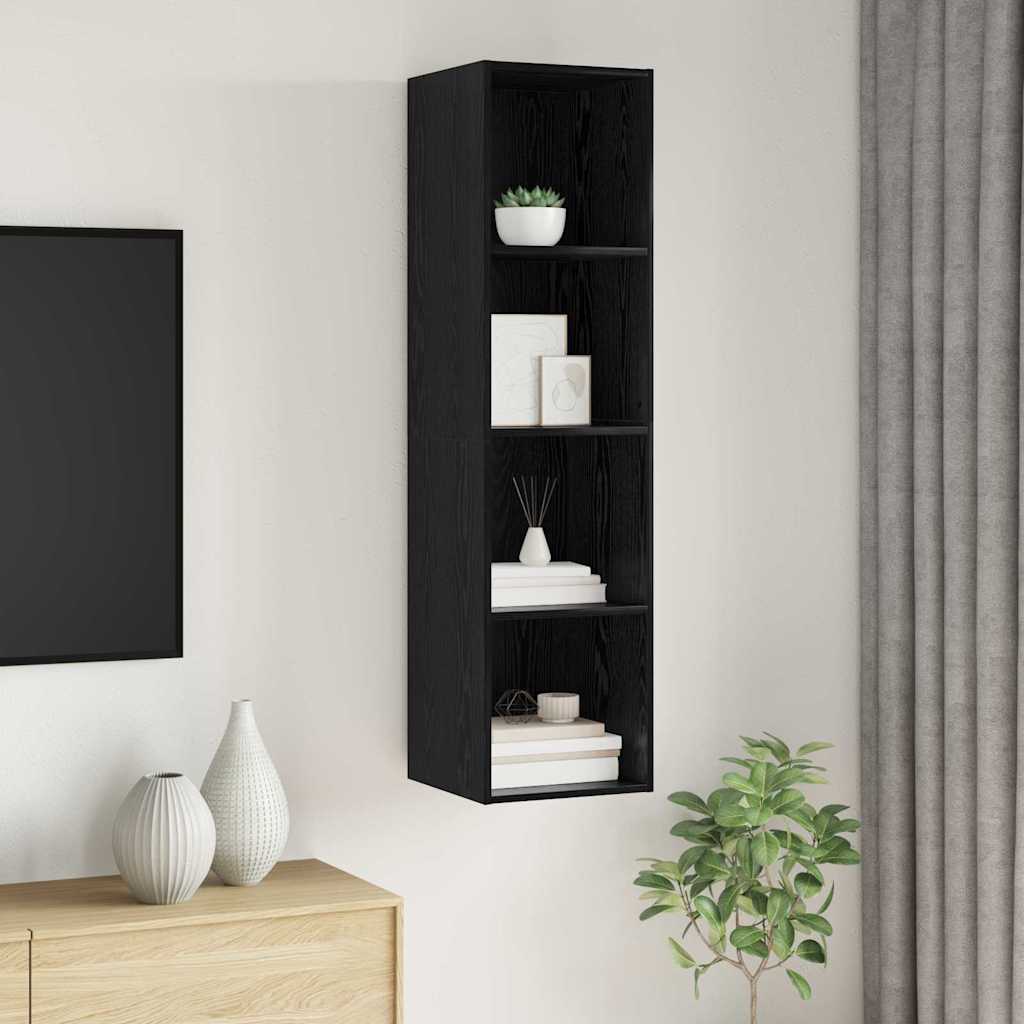 vidaXL Ensemble meuble TV Montage mural Chêne noir 37 x 37 x 142,5 cm