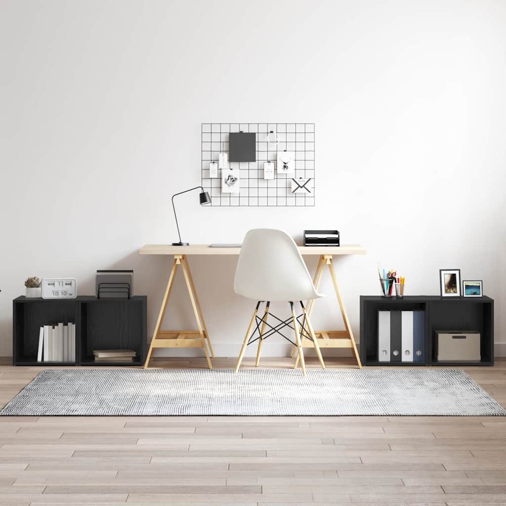 vidaXL Ensemble meuble TV Montage mural 4 pcs Noir 37 x 35 x 37,5 cm