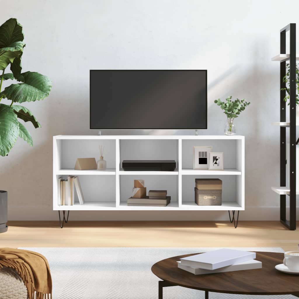 vidaXL Meuble TV blanc 103,5x30x50 cm bois d'ingénierie