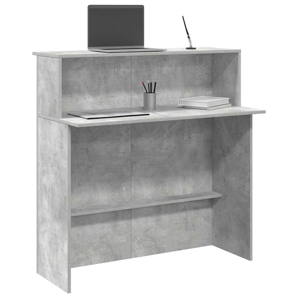 vidaXL Empfangstheke Betongrau 100x50x103,5 cm Holzwerkstoff