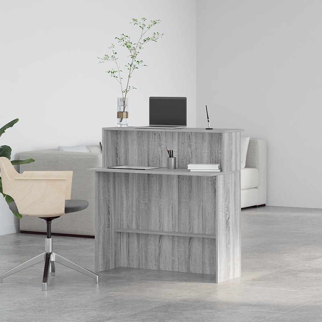 vidaXL Empfangstheke Grau Sonoma 100x50x103,5 cm Holzwerkstoff - Image 4