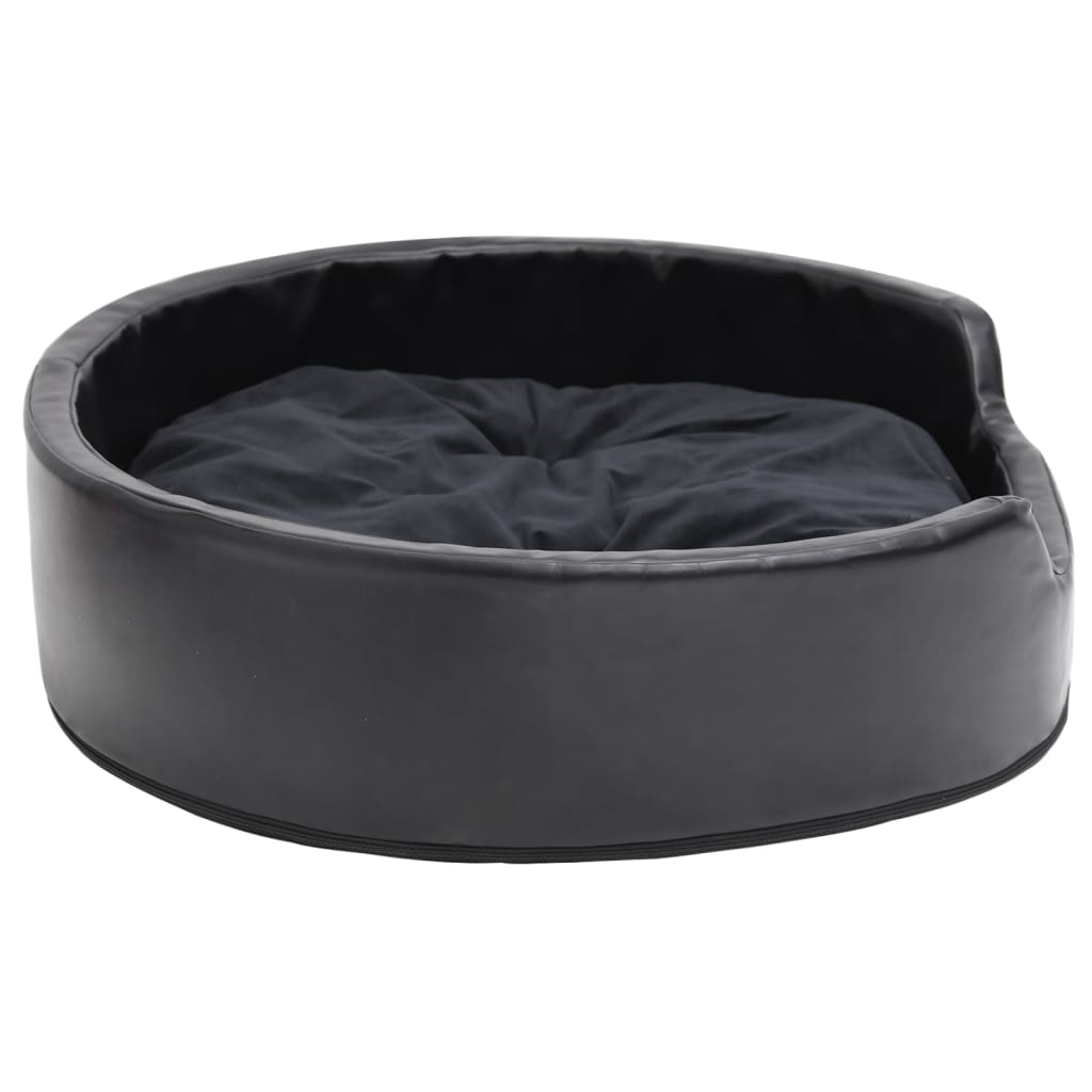 vidaXL Lit pour chiens Noir 79x70x19 cm Peluche et similicuir - Image 4