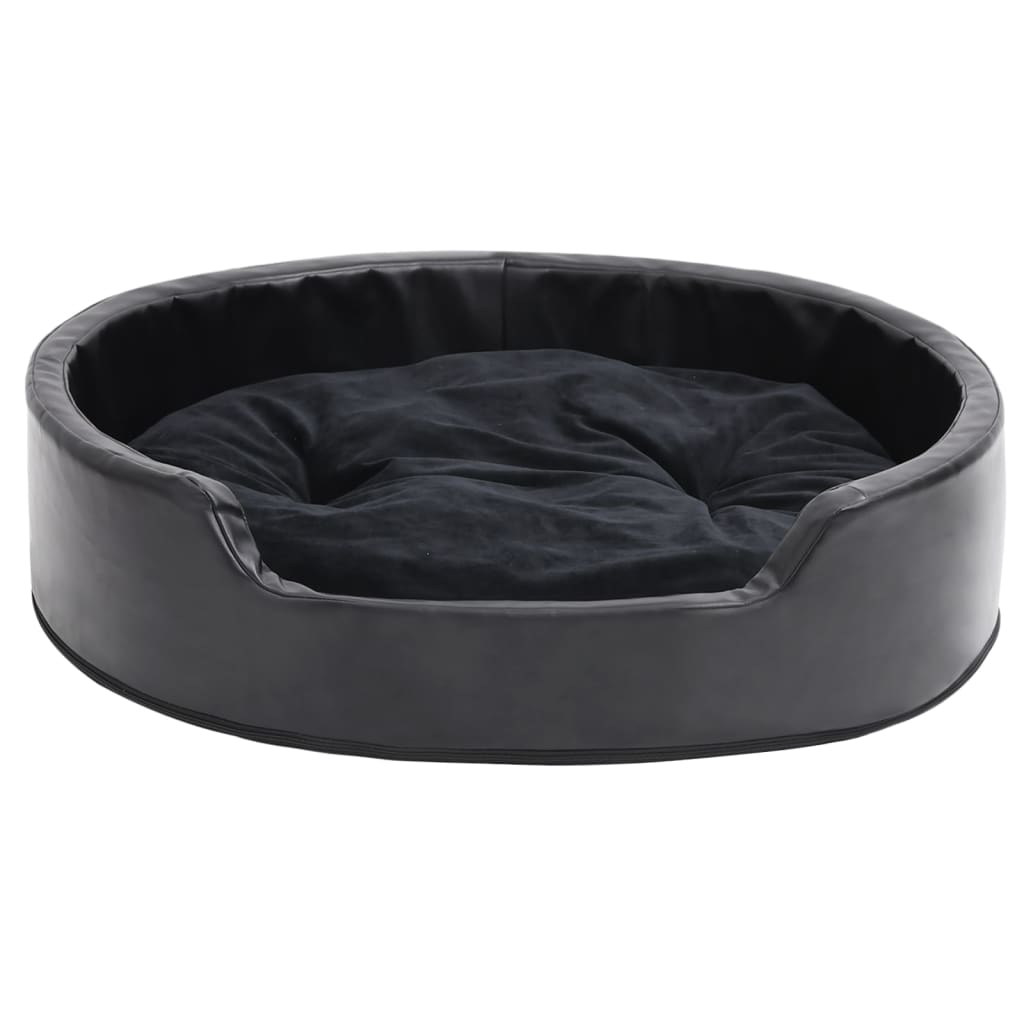 vidaXL Lit pour chiens Noir 79x70x19 cm Peluche et similicuir - Image 3