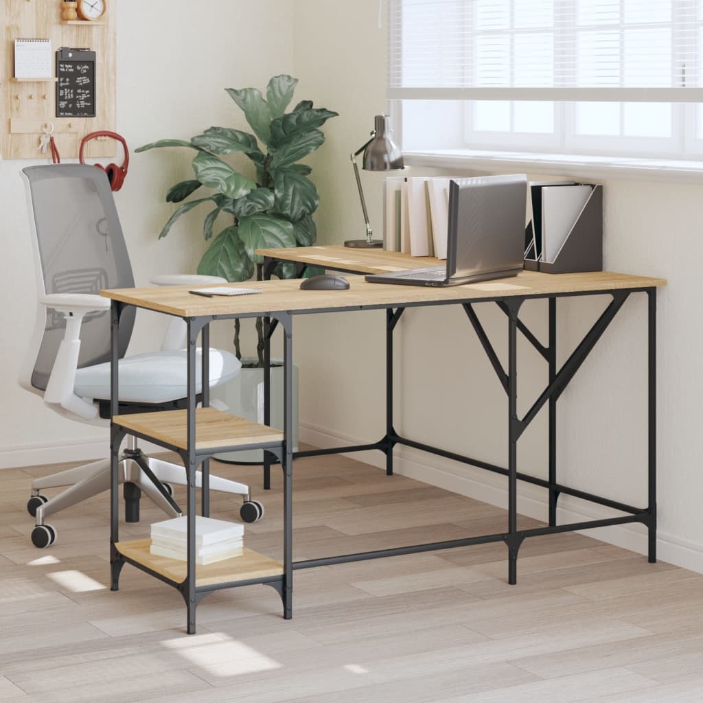 vidaXL Bureau chêne sonoma 139x139x75 cm bois d'ingénierie