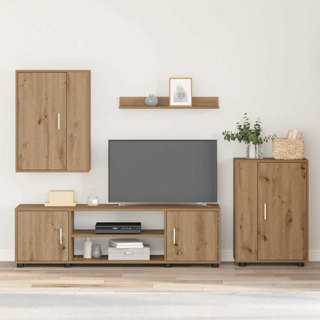 vidaXL Ensemble meuble TV 4 pcs Chêne artisanal Bois d'ingénierie