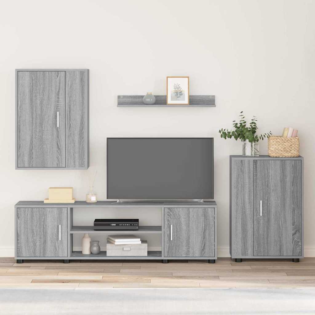 vidaXL Ensemble meuble TV 4 pcs Gris Sonoma Bois d'ingénierie