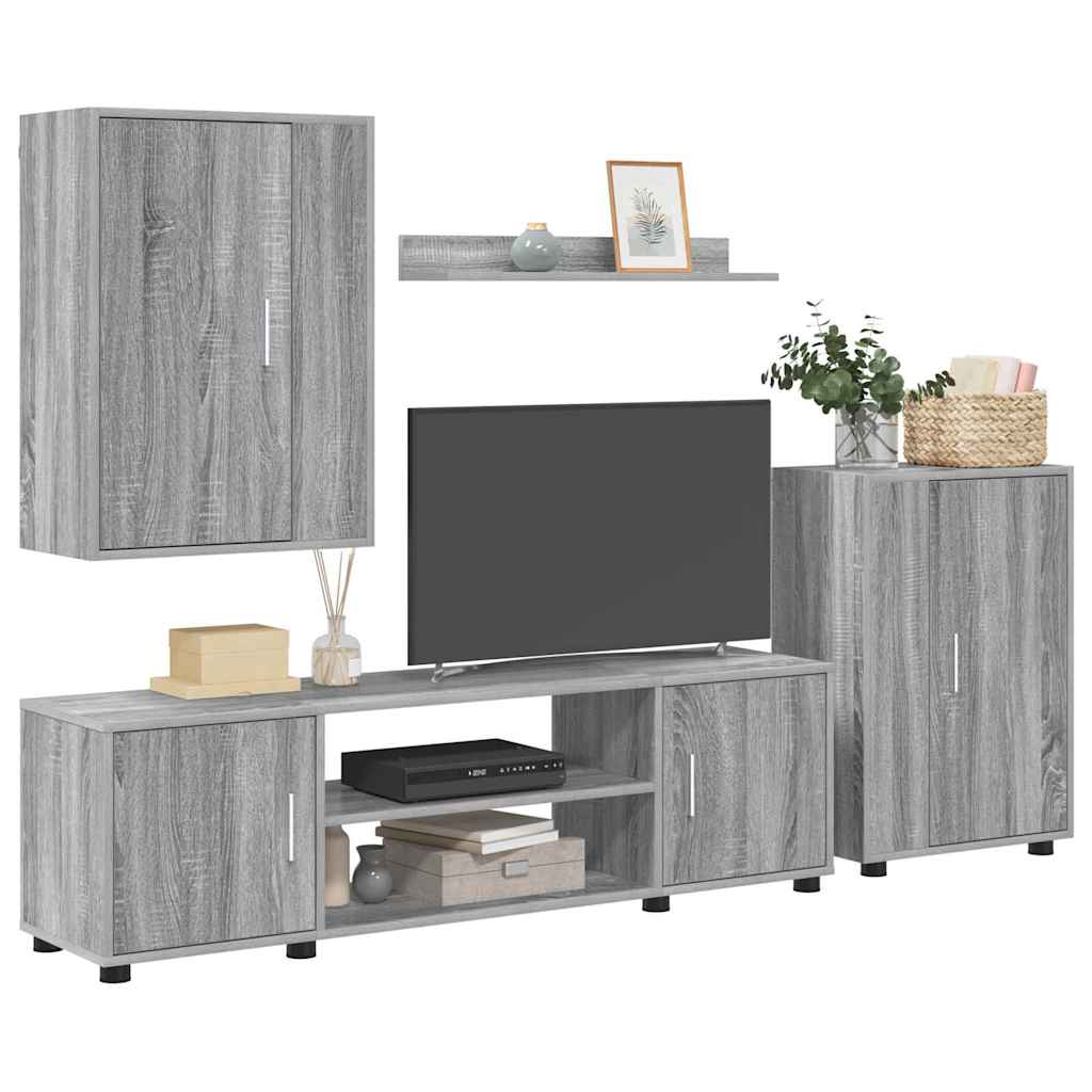 vidaXL Ensemble meuble TV 4 pcs Gris Sonoma Bois d'ingénierie - Image 3