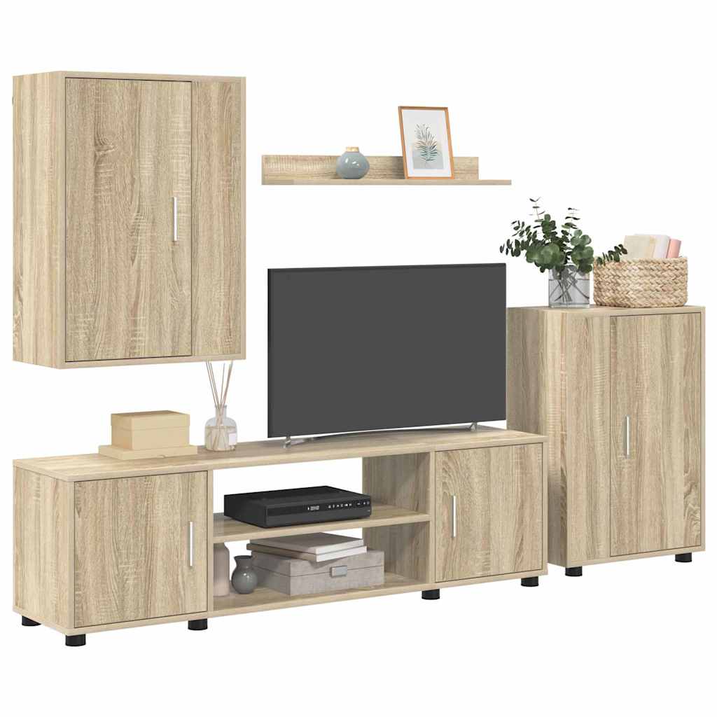 vidaXL Ensemble meuble TV 4 pcs Chêne Sonoma Bois d'ingénierie - Image 3