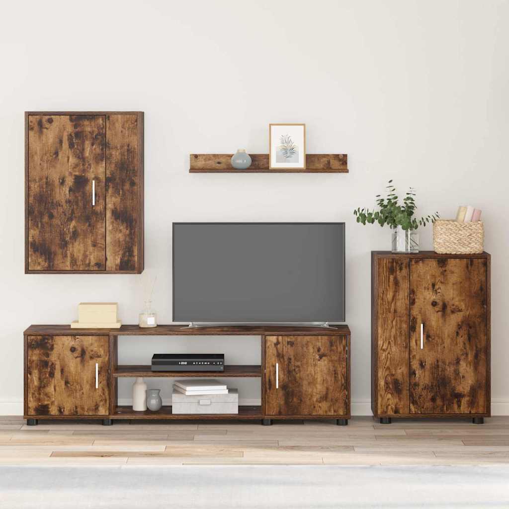 vidaXL Ensemble meuble TV 4 pcs Chêne Fumé Bois d'ingénierie
