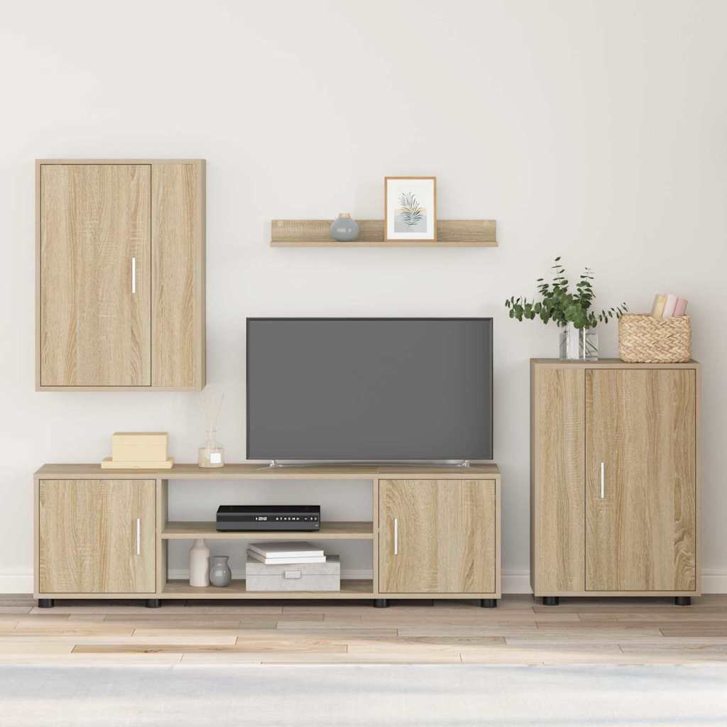 vidaXL Ensemble meuble TV 4 pcs Chêne Sonoma Bois d'ingénierie