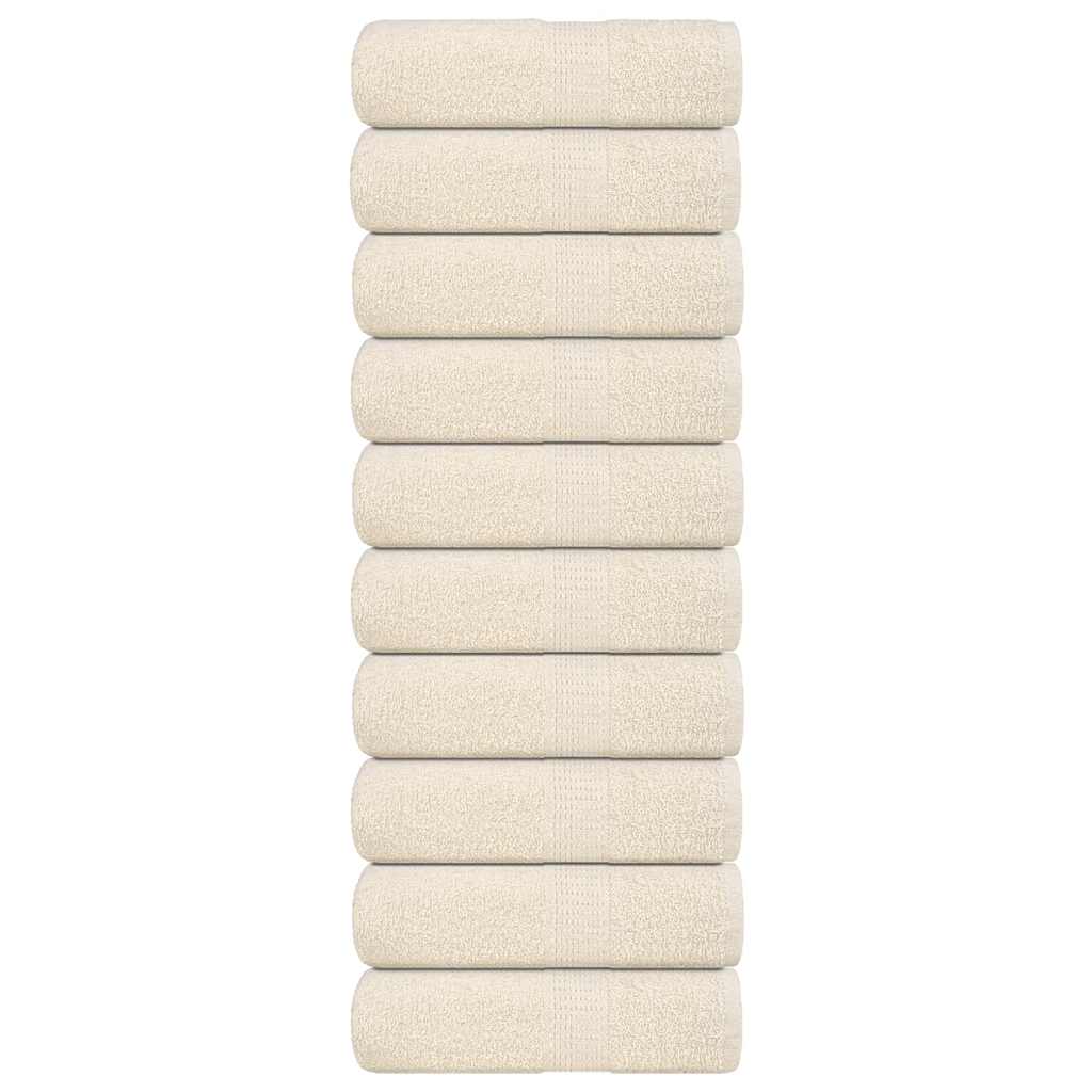 vidaXL Serviettes d'invité 10 pcs crème 30x50 cm 360 g/m² 100% coton