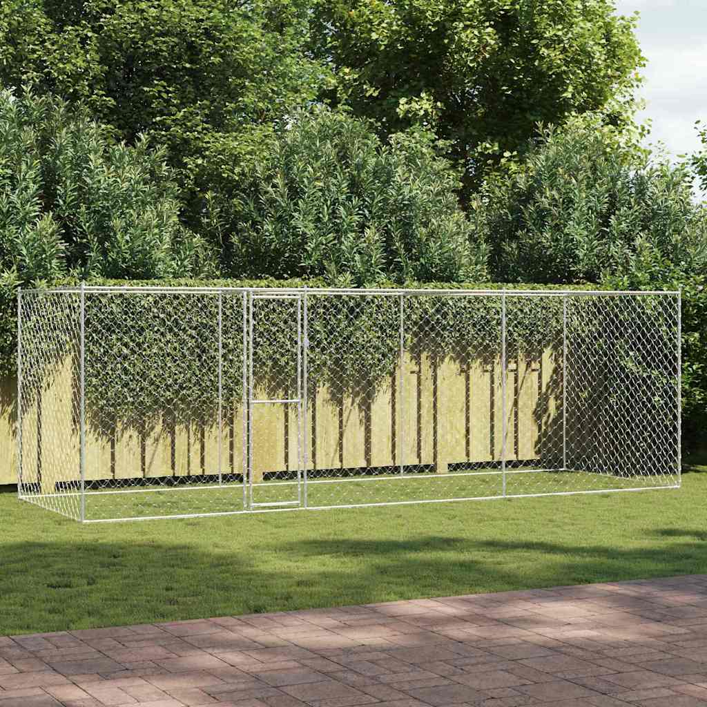 vidaXL Jaula para perro Plateado 600 x 200 x 256 cm Acero Galvanizado