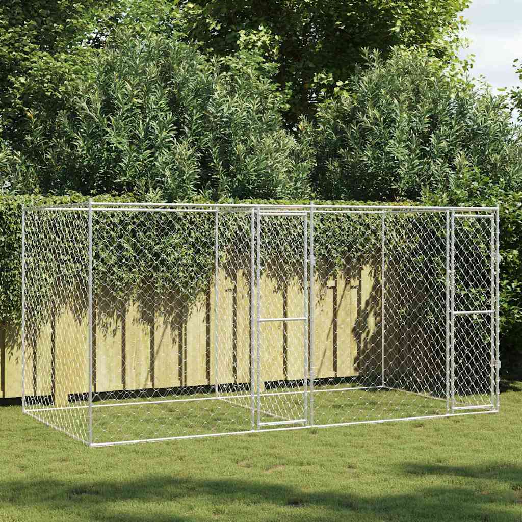 vidaXL Jaula para perro Plateado 400 x 200 x 200 cm Acero Galvanizado