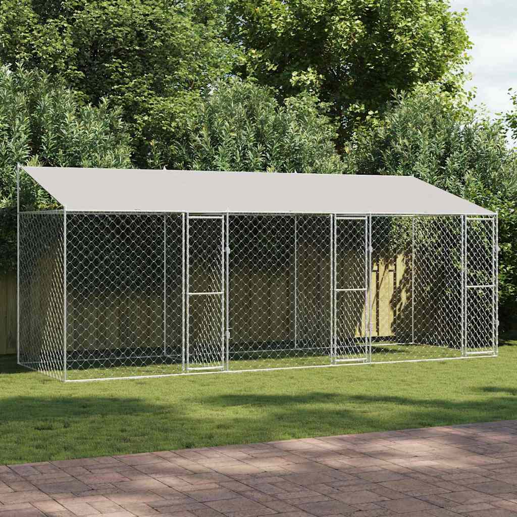 vidaXL Jaula para perro Plateado 600 x 200 x 256 cm Acero Galvanizado
