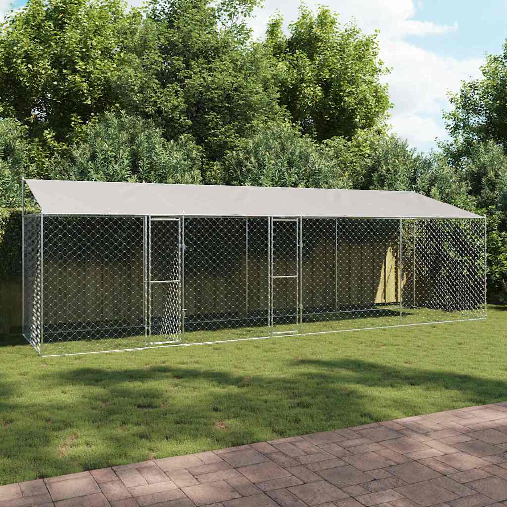 vidaXL Jaula para perro Plateado 800 x 200 x 256 cm Acero Galvanizado